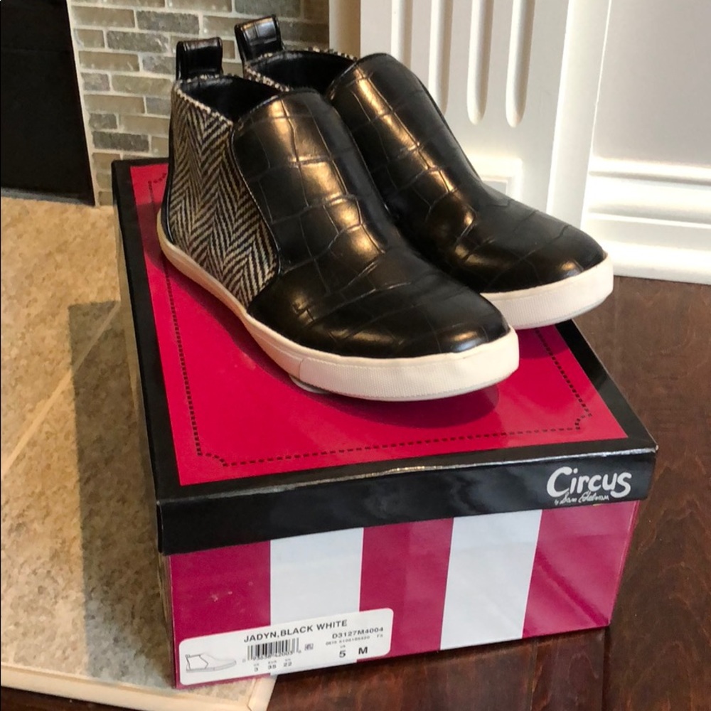 Sam Eldelman Black and White Sneaker Boots